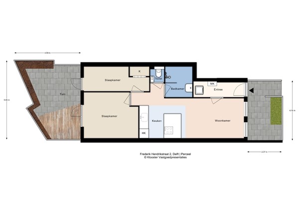 Plattegrond - Frederik Hendrikstraat 2, 2628 TB Delft - Frederik Hendrikstraat 2 - Perceel - 2D.jpg